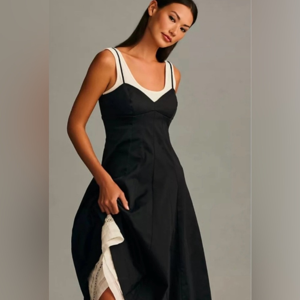 Anthropologie Layered Pleated Midi Dress